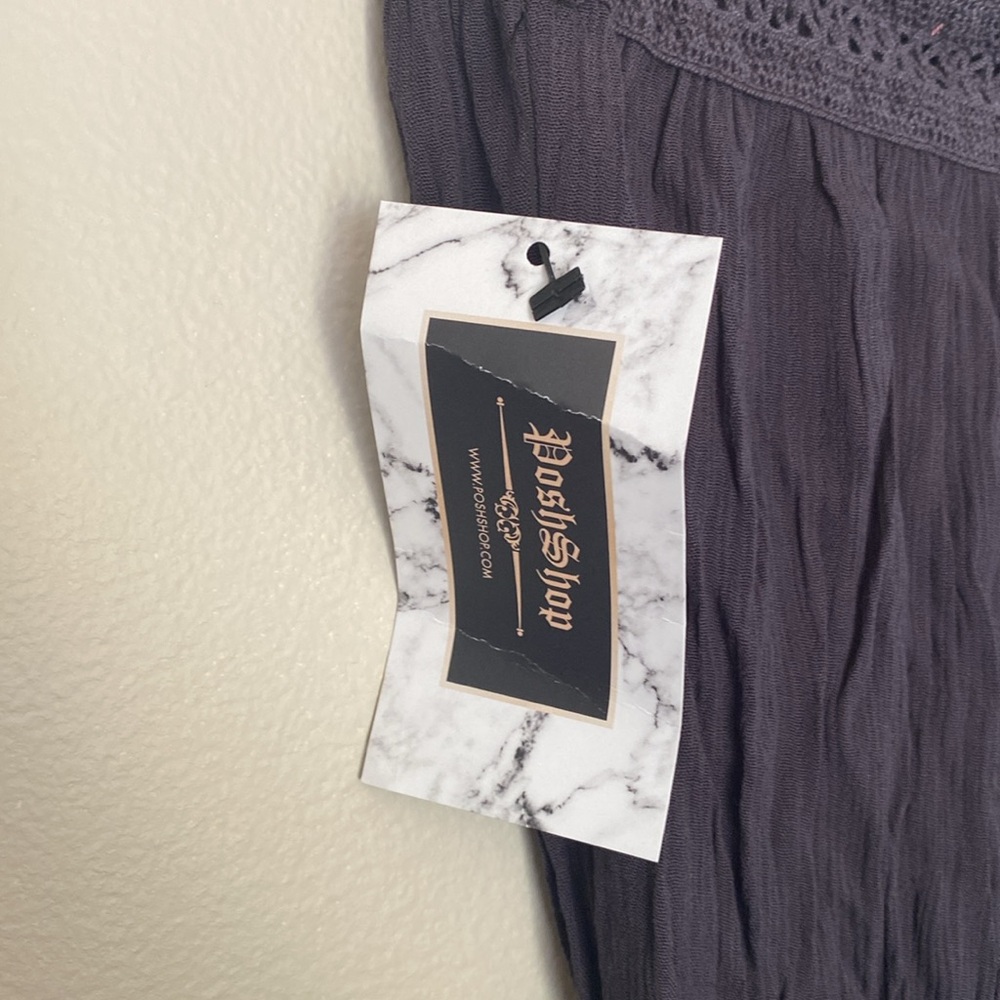NWT PoshShop LA Charcoal Gray Culottes Wide Leg Jumpsuit | Medium - Picture 5 of 7